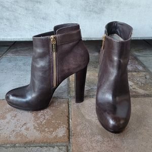 Michael Kors Brown Leather High Heeled Booties Size 7